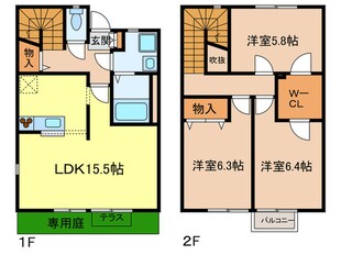 ＣＡＳＡ　ＢＬＡＮＣＡ　Ａ棟の物件間取画像